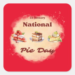 23. Januar Nationaler Kuchen-Tag Quadratischer Aufkleber