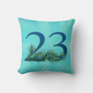 23 Pfauenfeder Geburtstag Jubiläum Elegant Kissen