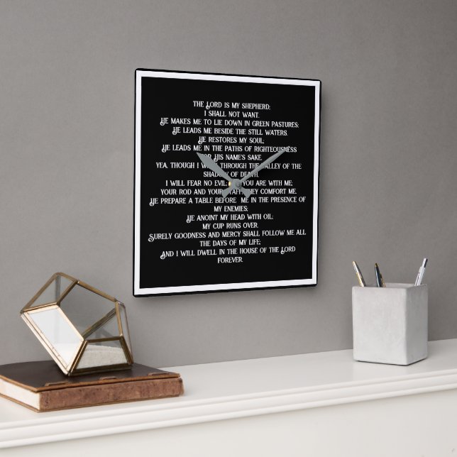 23 Psalm Quadratische Wanduhr (Büro)
