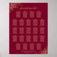 23 Tabelle Elegant Burgundy & Gold Seating Chart