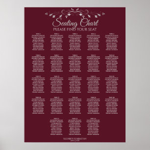 23 Tabelle Elegant Burgundy Hochzeitstabelle Poster