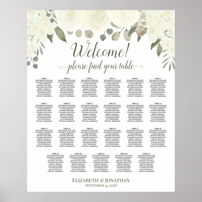 23 Tabelle Elfenbeinweiße Hochzeitskarte Poster (Vorne)