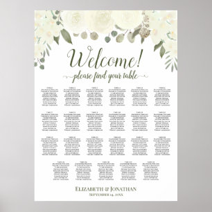23 Tabelle Elfenbeinweiße Hochzeitskarte Poster