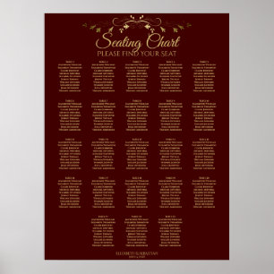 23 Tabelle Gold & Auburn Brown Hochzeitstabelle Poster