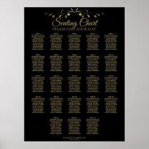 23 Tabelle Gold Schwarz elegante Hochzeitskarte Poster