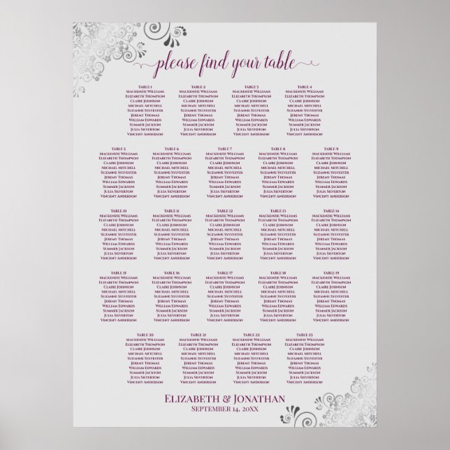 23 Tabelle Hochzeitskalkulation auf Grau Poster (Vorne)
