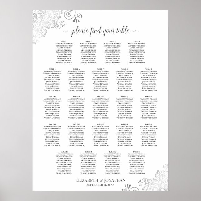 23 Tabelle Lacy Silver Frills Hochzeitstabelle Poster (Vorne)