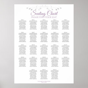 23 Tabelle Lila & grau Hochzeitstabelle Poster