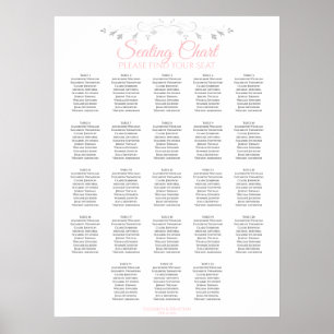 23 Tabelle Rosa und Grau Hochzeitskarte Poster