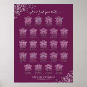 23 Tabelle Silver Cassis Seating Chart Poster