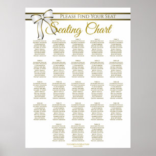 23 Tabelle White & Gold Ribbon Hochzeitstabelle Poster