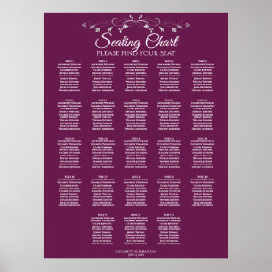 23 Table Elegant Cassis Wedding Seating Chart Poster