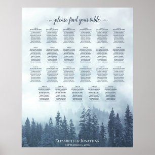 23 Tafelblauer Bergkiefern Hochzeitstabelle Poster