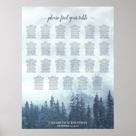 23 Tafelblauer Bergkiefern Hochzeitstabelle Poster