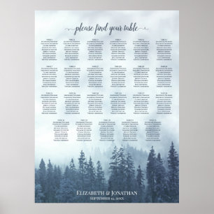23 Tafelblauer Bergkiefern Hochzeitstabelle Poster