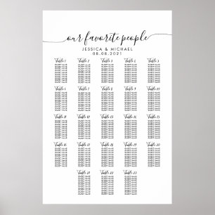 23 Tische Große Hochzeit Gäste Sitzordnung Chart Poster