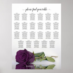 23 Tische Pflaume Lila Rose Hochzeit Sitzordnung Poster