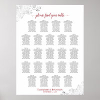 23 Tischlacy Silver Wedding Seating Chart Red