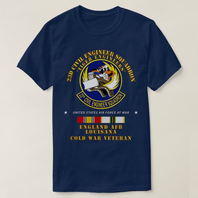 23D Zivil Engineer Squadron Tiger Engineers Englan T-Shirt (Design vorne)