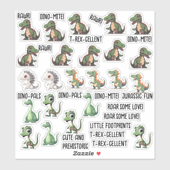 23pcs Dinosaurier Serie Custom-Cut Vinyl Sticker (Blatt)