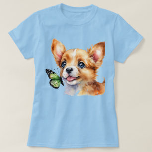 24072_A Welpe und grüner Schmetterling T-Shirt