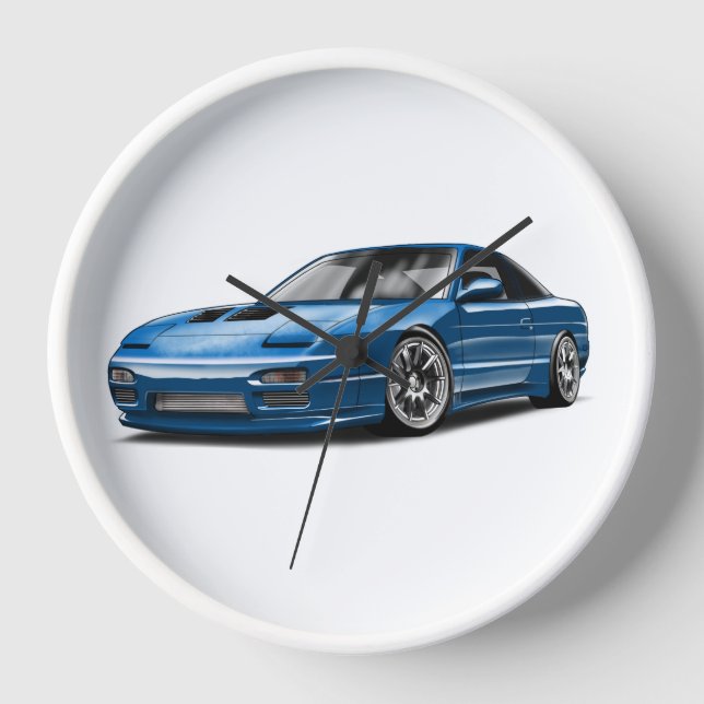 240sx blaues Auto Zeichnung  Uhr (Vorderseite)