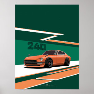 240Z Classic Orange Japanische Leistung Poster