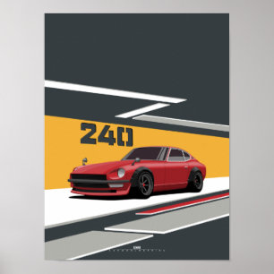 240Z Classic Red Japanische Leistung Poster