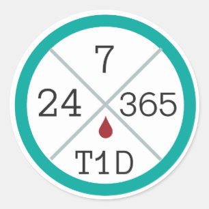 24/7/365 T1D Lebensaufkleber Runder Aufkleber