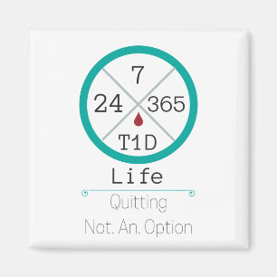 24/7/365 T1D Lebensquadrat Magnet