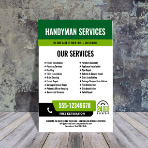 24/7 Handyman & Klempnerdienste BLACK GREEN Flyer