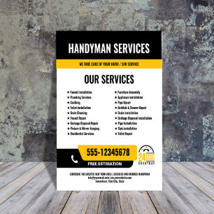 24/7 Handyman & Klempnerdienste BLACK YELLOW Flyer
