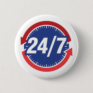 24/7 Stunden Symbol mit/Uhr-Gesichts- und Uhrzeits Button