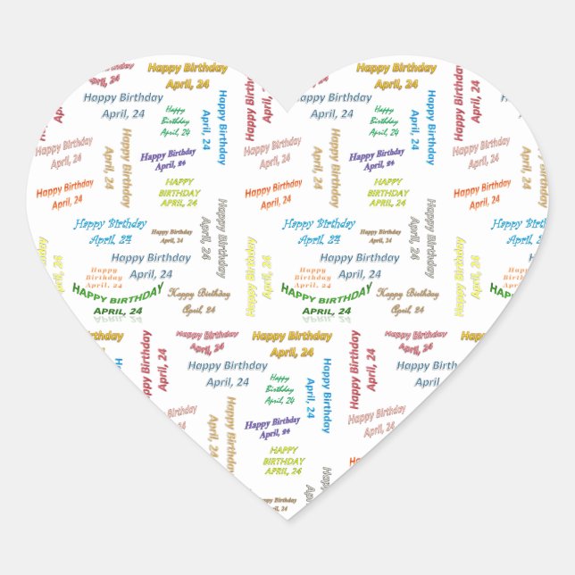 24. April Herz-Aufkleber (Vorderseite)