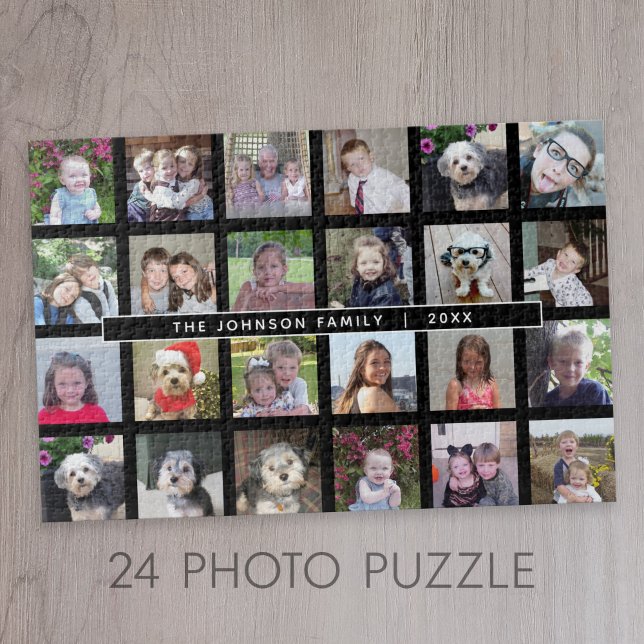 24 BildvorlagenCollage mit benutzerdefiniertem Tex Puzzle (24 Photo Personalized Jigsaw Puzzle)