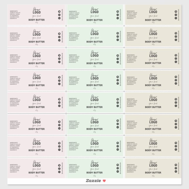 24 Bio körpereigene Buttermarken Aufkleber (Blatt)