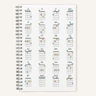 24 Common Ukulele Chords Colored Reference Chart Notizbuch