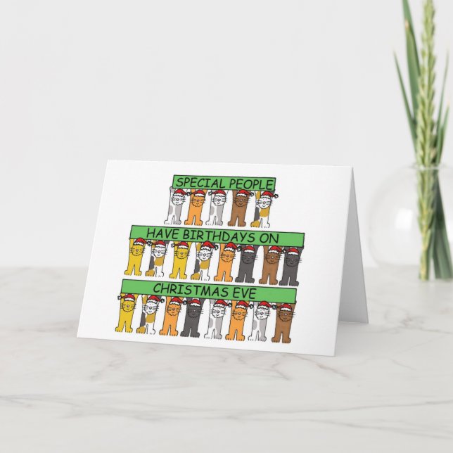 24. Dezember Weihnachten Abend Geburtstag Spaß Kat Karte (Vorderseite)