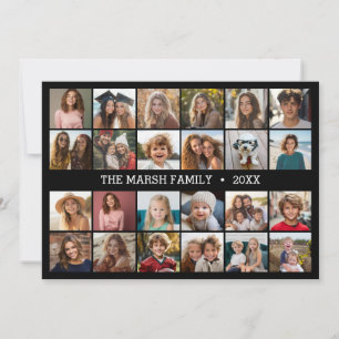 24-Foto-Collage mit Familienname Datum - Feiertagskarte