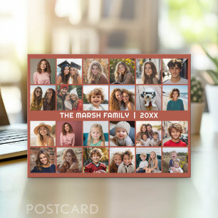 24-Foto-Collage mit Familienname Datum - Postkarte
