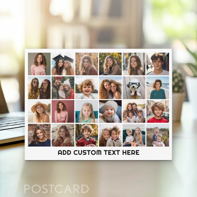 24-Foto-Collage mit individuellem Text Postkarte (Photo Postcard - Customize with your favorite photos)