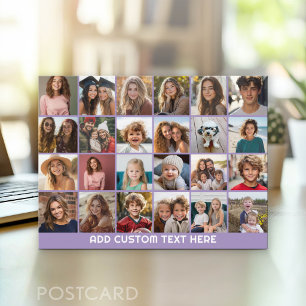 24-Foto-Collage mit individuellem Text Postkarte