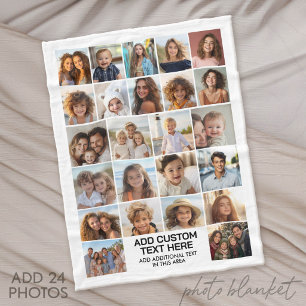 24-Foto-Collage mit Textfeld Fleecedecke