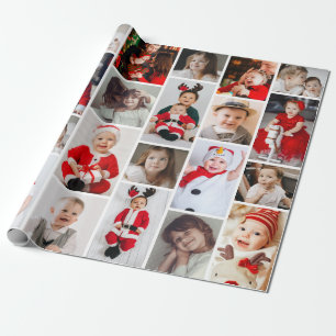 24-Foto Collage Weihnachtsfeiertag Geschenkpapier