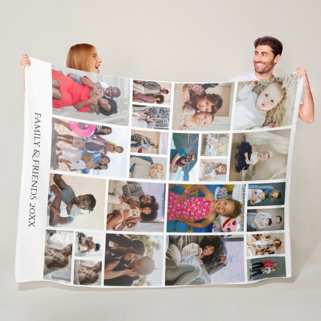 24 FotoCollage Family Personalisiert Fleecedecke (Beispiel)