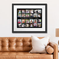 24 FotoCollage mit Familienname Datum - schwarz