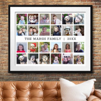 24 FotoCollage mit Familienname Datum - weiß