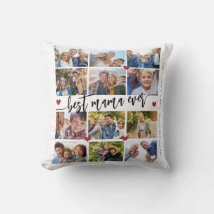 24 Fotocollage mit Text doppelseitig beste Mama Kissen