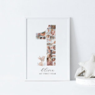24 Fotos 1. Geburtstag Weihnachtsfoto Collage Poster