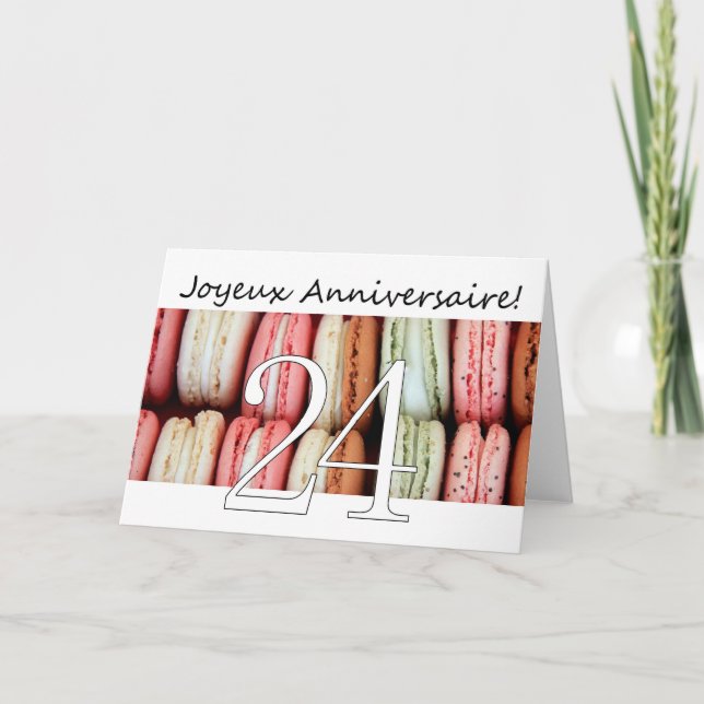 24. Französisch Geburtstag Macaron-Joyeux Annivers Karte (Vorderseite)